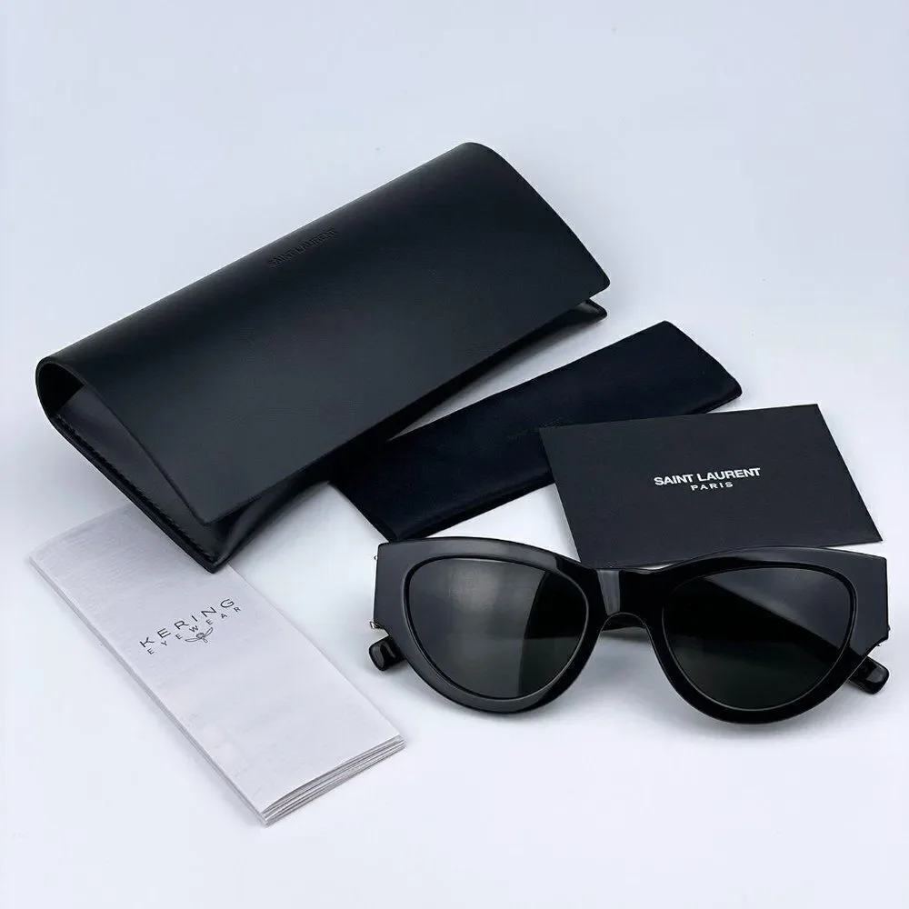 NEW Saint Laurent SLM94 001 Black Grey Cat Eye Unisex Sunglasses